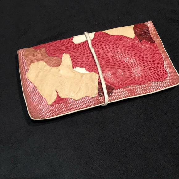 VINTAGE Carlo Fiori of ITALY Clutch Pink and Cream - Picture 8 of 8
